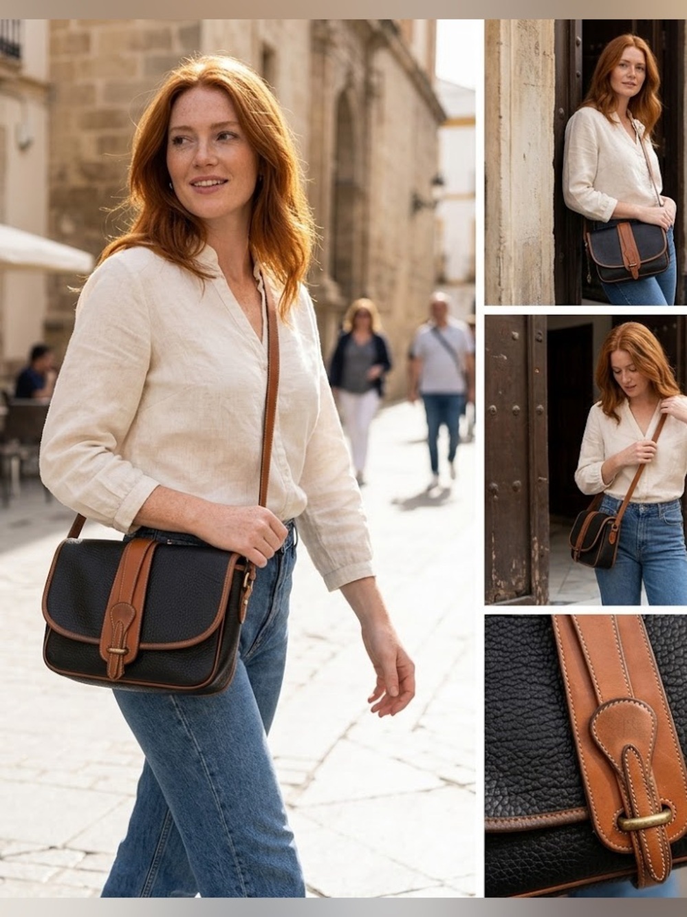 Dooney & Bourke Vintage Black and Tan Crossbody Bag